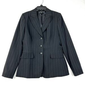 Antonio Melani Womens Blazer Sz 4 Black Textured Pin Stripe Three Button Stretch